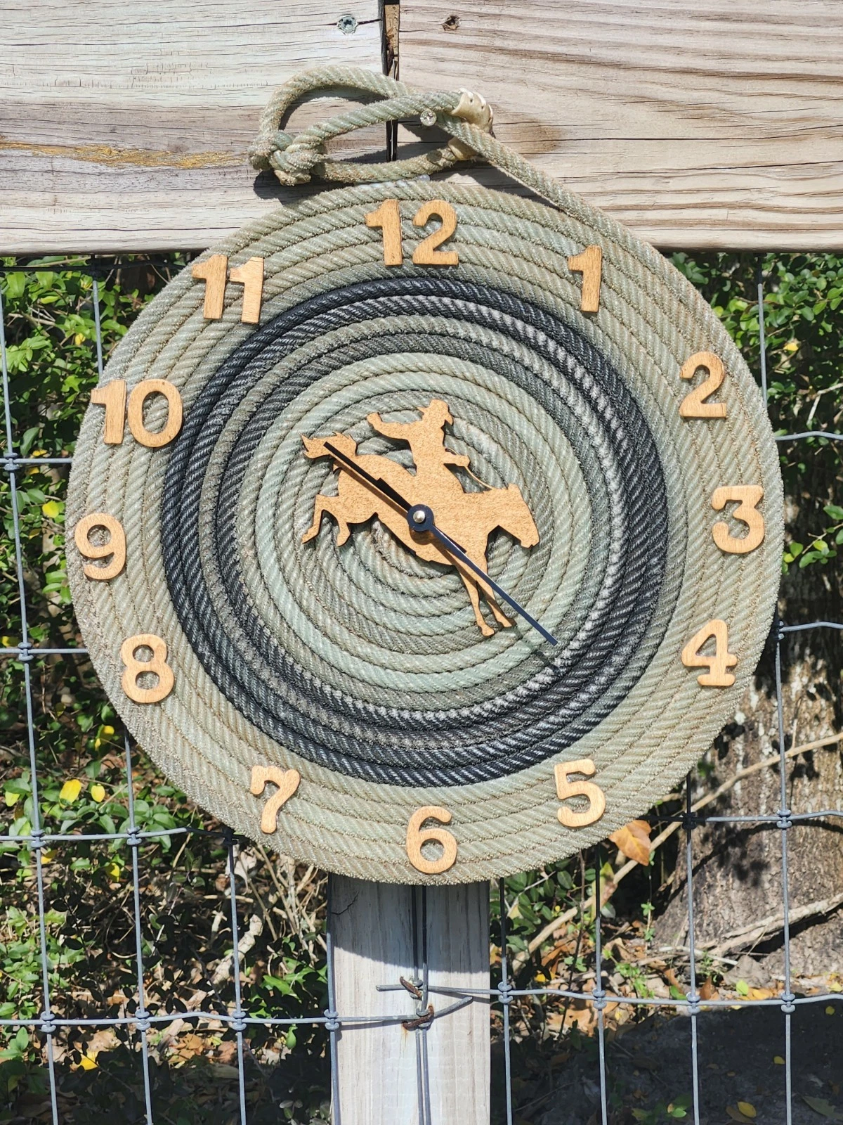 Wall Clock Battery Operated Silent Non Ticking Decorative Western Handmade Rope Wall Clock by Lonestar Lariats