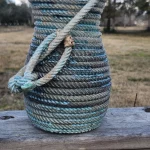 Western Lariat Rope Glass Vase Decorative Country Farmhouse Glass Vase Wrapped in Upcycled Lariat Lonestar Lariats