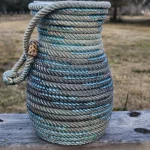 Western Lariat Rope Glass Vase Decorative Country Farmhouse Glass Vase Wrapped in Upcycled Lariat Lonestar Lariats