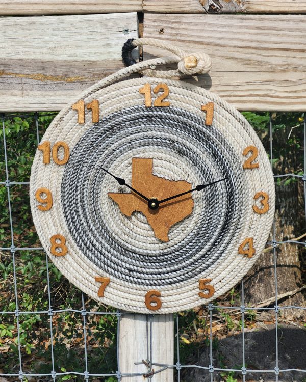Wall Clock Battery Operated Silent Non Ticking Decorative Western Handmade Rope Wall Clock by Lonestar Lariats